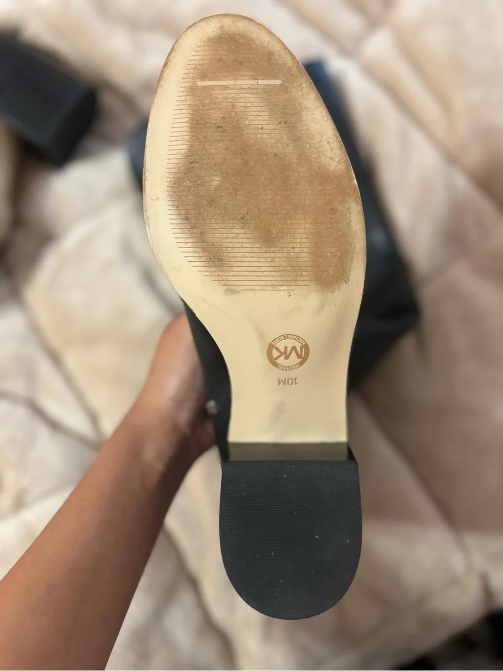 Michael Kors Black Leather Tall Riding Boots with MK Medallion